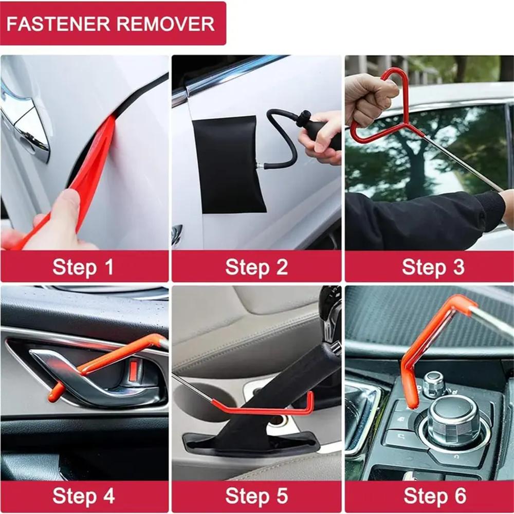 【FathersDayGift】25pcs door repair manual tools, durable wedge pump locksmith thickening kit air cushion long-distance gripping tool set, equipped with long-distance gripper and air wedge pump, suitable for car disassembly tool set (red)