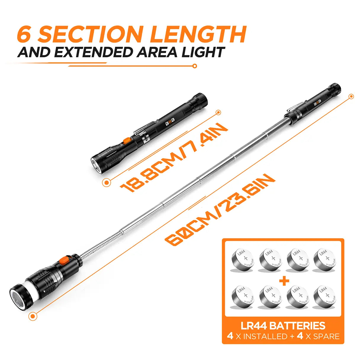 BIIB Fathers Day Gift for Husband Dad, Extendable Magnetic Pickup Tools - Telescoping Magnet with LED Flashlight Gifts for Men, Fathers Day Mens Gifts from Daughter Son, Birthday Gifts for Men Dad Him