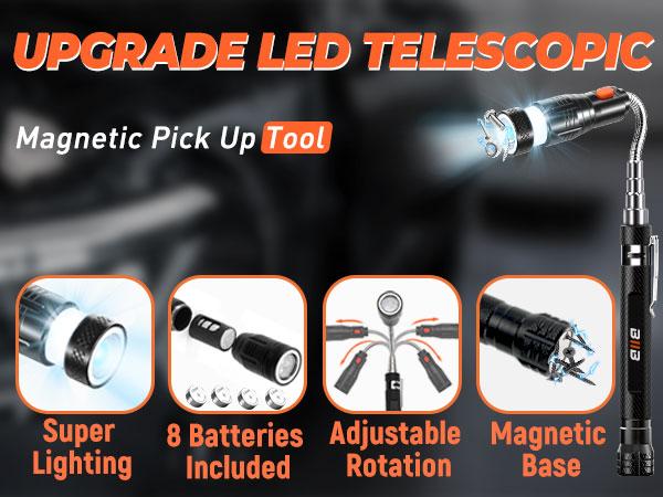 BIIB Fathers Day Gift for Husband Dad, Extendable Magnetic Pickup Tools - Telescoping Magnet with LED Flashlight Gifts for Men, Fathers Day Mens Gifts from Daughter Son, Birthday Gifts for Men Dad Him
