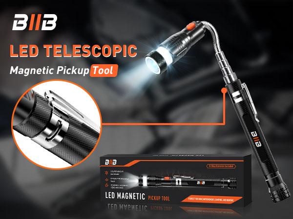 BIIB Fathers Day Gift for Husband Dad, Extendable Magnetic Pickup Tools - Telescoping Magnet with LED Flashlight Gifts for Men, Fathers Day Mens Gifts from Daughter Son, Birthday Gifts for Men Dad Him